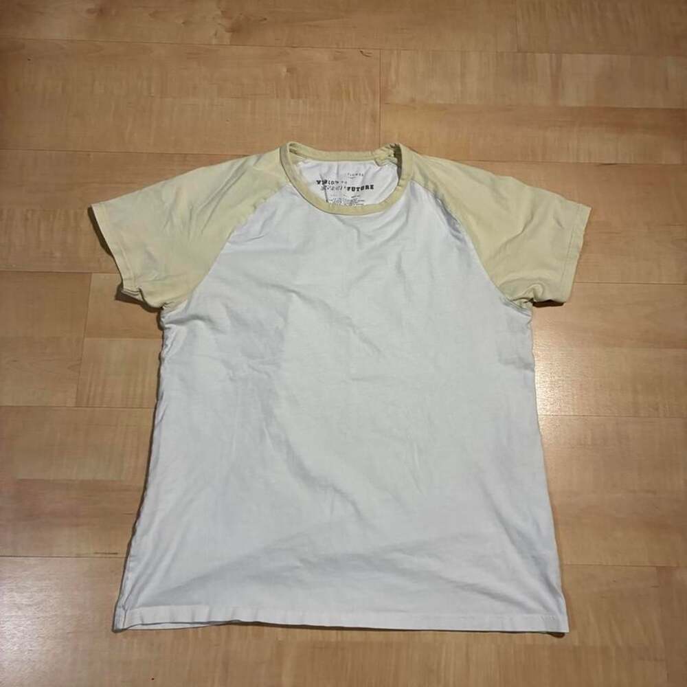 VISION OF DYNAMIC FUTURE Raglan T-Shirt MEX 42 White Yellow Baseball Tee